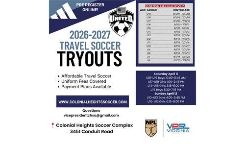 Travel Tryouts for Fall 2026 / Spring 2027